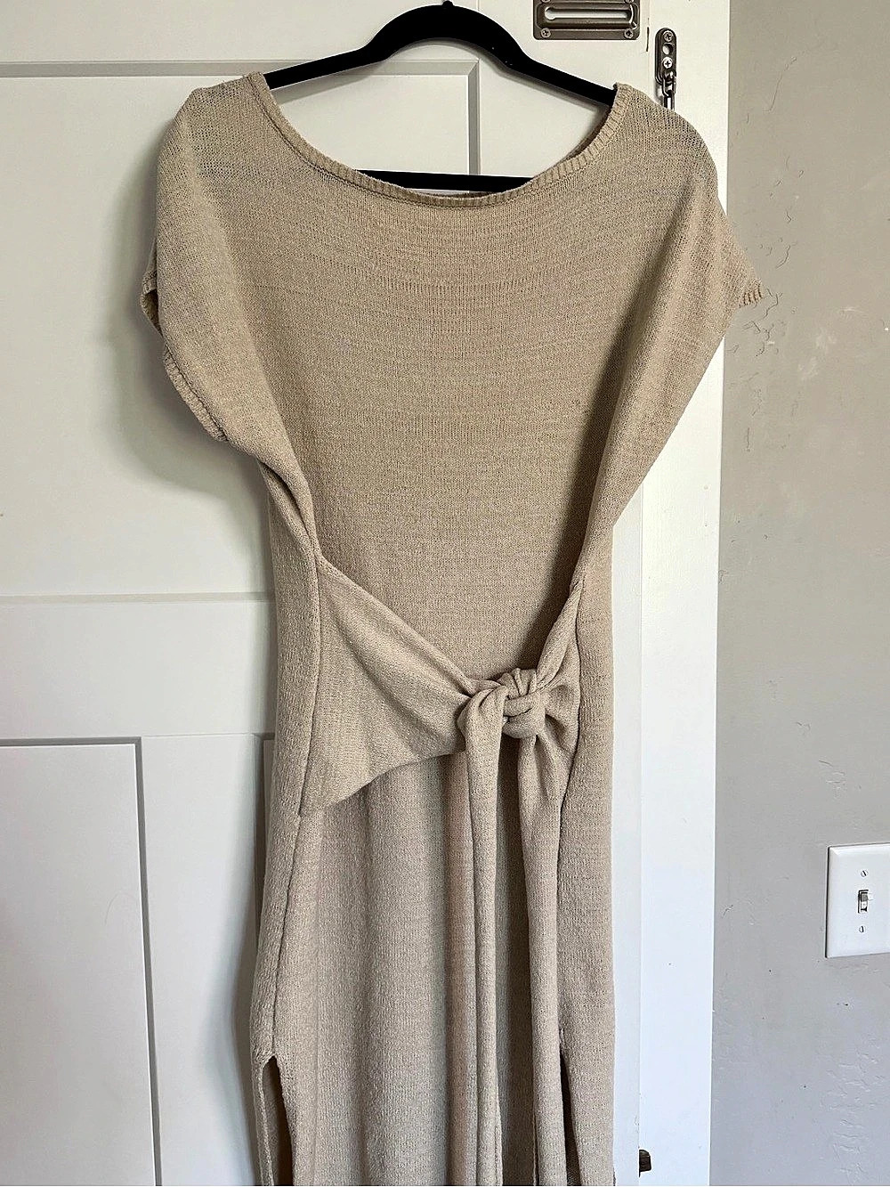 Tie-Front Midi Dress in Beige Like New